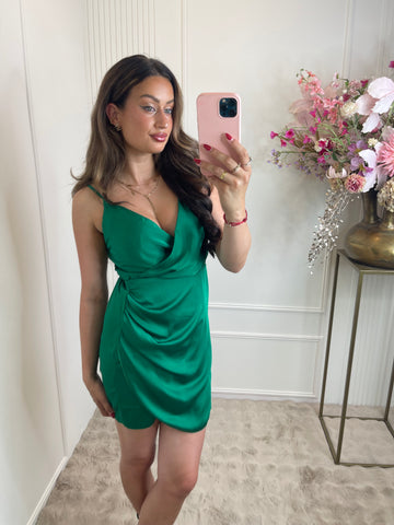 Satin dress green