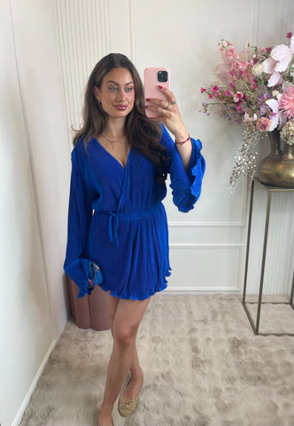 Rib playsuit kobalt blue