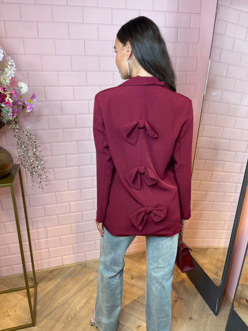 bow blazer bordeaux red