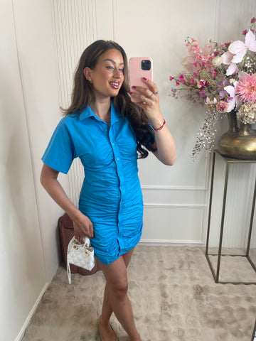 Jade blouse dress ocean blue